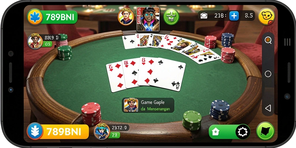 Tampilan menarik dari gameplay Gaple di 789BNI.