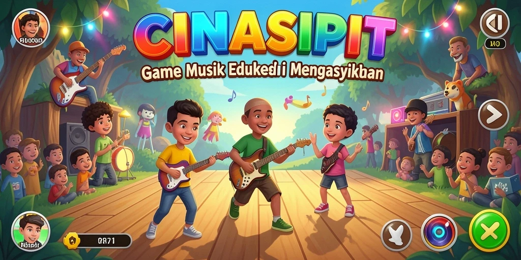 Screenshot gameplay CINASIPIT menampilkan interaksi musik yang seru.