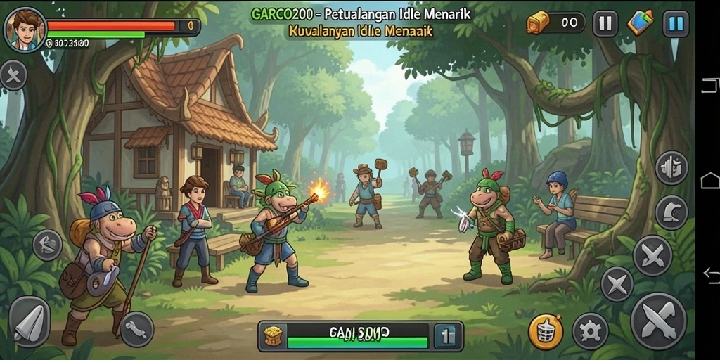 Screenshot GARCO200 menampilkan karakter beraksi dalam permainan Idle yang menyenangkan.