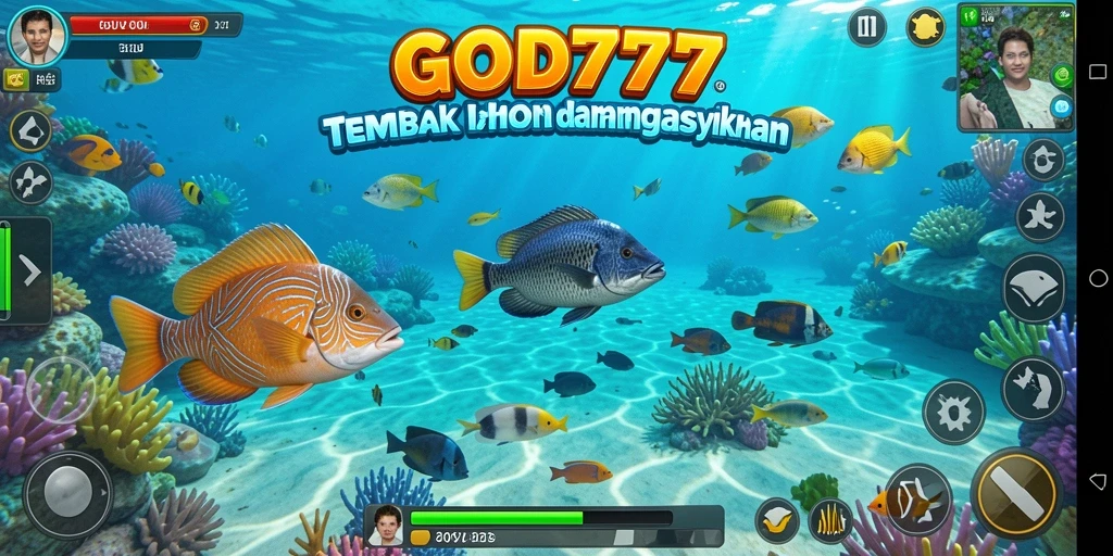Tampilan gameplay GOD77 yang seru dengan aksi menembak ikan.