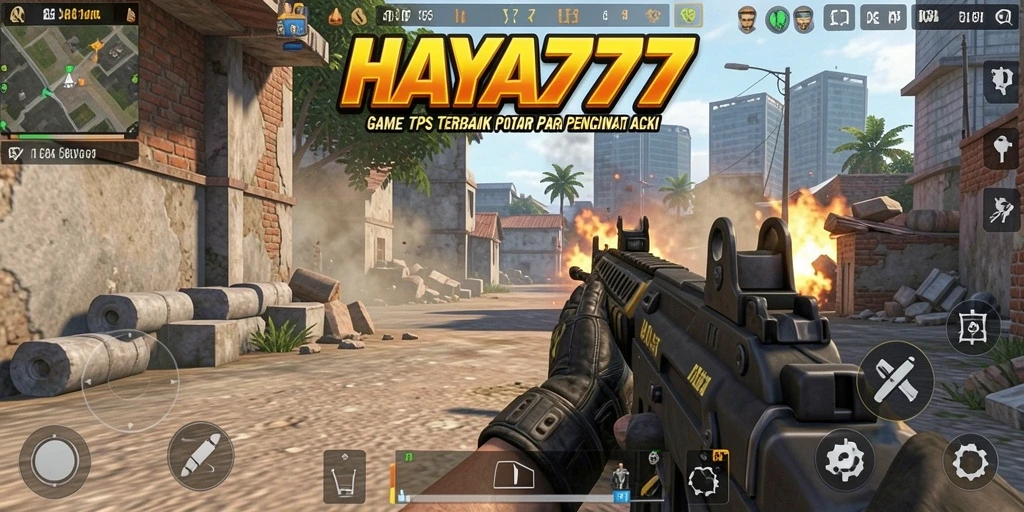Screenshot utama HAYA777 menunjukkan aksi seru dalam gameplay TPS.
