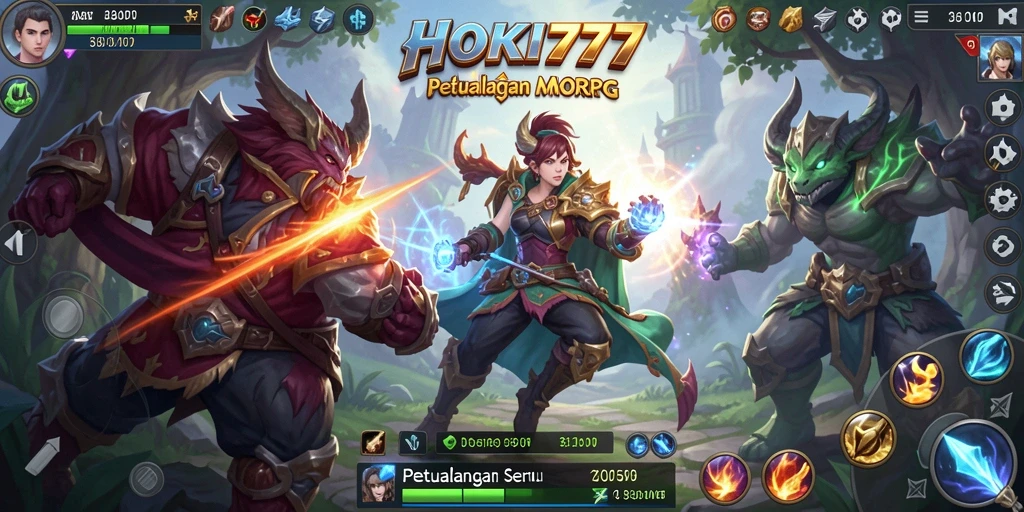 Screenshot HOKI777 menampilkan aksi seru dalam pertarungan MMORPG.