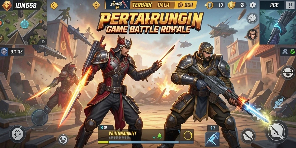 Tampilan gameplay IDN668 yang menegangkan selama pertarungan Battle Royale.