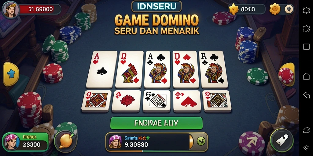 Tampilan gameplay seru di IDNSERU dengan berbagai mode Domino.