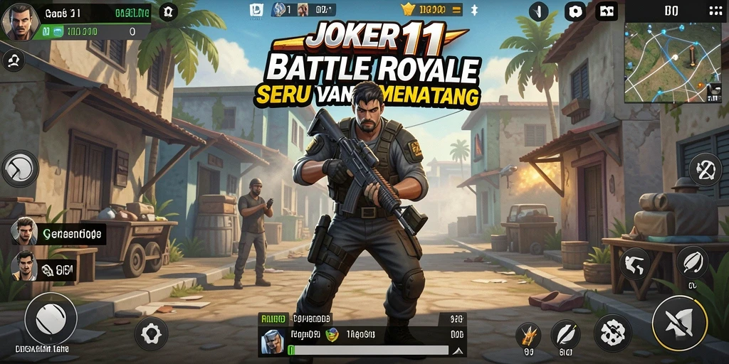 Gameplay mendebarkan dan intens di JOKER11 Battle Royale.