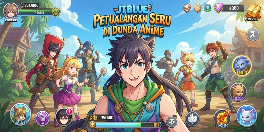 Gameplay JTBLUE yang menampilkan aksi seru dan karakter anime ikonik.