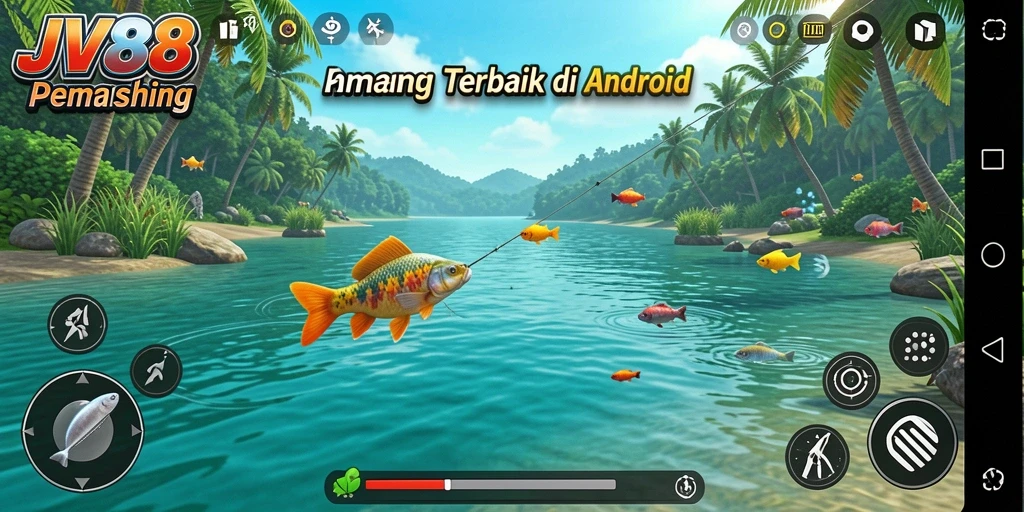Tampilan menarik dari gameplay memancing JV88 yang seru.