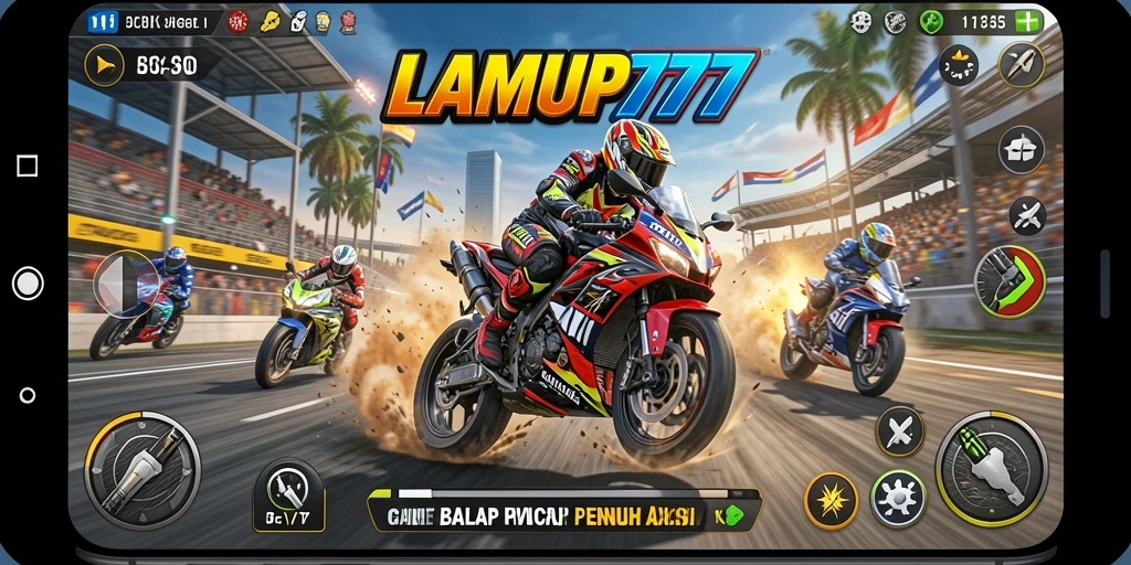 Screenshot menampilkan aksi balap motor yang mendebarkan.