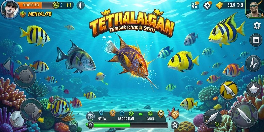 Tampilan gameplay MENYALA78 dengan aksi menembak ikan yang menyenangkan.