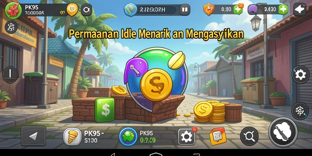 Screenshot utama PK95 menunjukkan aksi gameplay Idle yang dinamis.