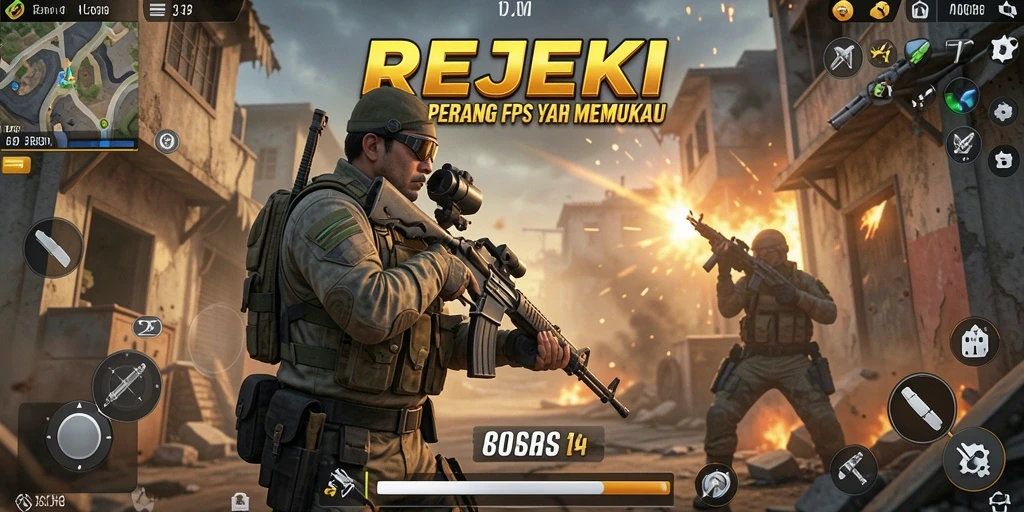 Tangkapan layar menampilkan aksi tempur mendebarkan di REJEKI.
