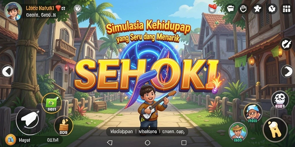 Tampilan gameplay menarik dari SEHOKI dengan karakter dan latar belakang berwarna.
