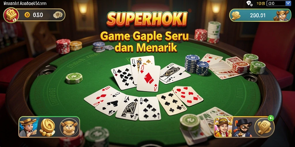Tampilan gameplay <strong>SUPERHOKI</strong> yang menampilkan aksi seru Gaple.