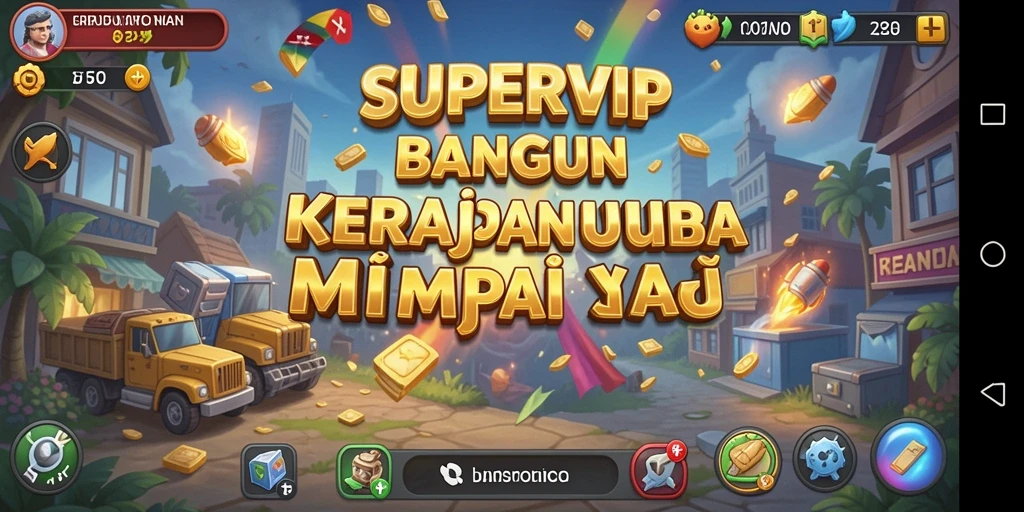 Tampilan gameplay SUPERVIP yang menarik dengan berbagai pilihan bisnis.