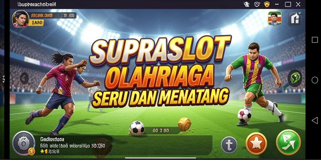 Tampilan utama SUPRASLOT dengan gameplay menarik yang penuh aksi olahraga.