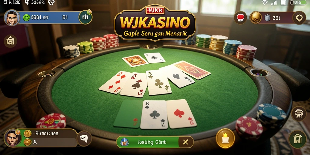 Tampilan gameplay seru dan interaktif permainan Gaple WJKASINO.